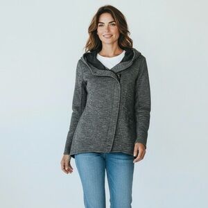 Mia Melon Gray Hooded Jacket Women’s Size SMALL Mid Weight Zipper Front